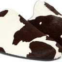 Clogs for Women Suede Slip On Mule Boat Loafers Round Closed Toe Flats Casual Comfortable Slides Shoes (8, Cow Print)