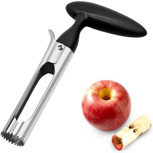 Apple Corer Tool, Stainless Steel Apple Core Remover with Easy Push Core Release, Serrated Coring Head, Non-Slip Handle, Dishwasher Safe for Apples, Pears and Bell Peppers