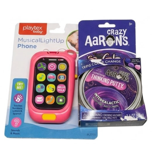 Kids Toys Play Set 2 Pack, Musical LightUp Phone, Crazy Aarons Triple Color Change