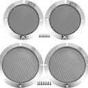 ACROPIX Universal 4" 6.5" Speaker Grills Cover Mesh Round 4 inch 6.5 inch Audio Speaker Subwoofer Guard Protector Case with Mounting Screws Iron Plated Silver Tone - Pack of 4