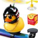 Rubber Duck Bike Decorations [New Stable Clamp Mount] Cute Squeak Duck Bike Bell [Two Helmet Propeller] Funny Bike Accessories E Scooter Motorcycle Cycling Gifts (Black Shark)