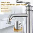 Tall Bathroom Faucet Brushed Nickel, Antique Design, Single Handle, 1 Hole Sink Mount, Pop Up Drain & Supply Lines Included, Ideal for Vessel, Vanity, Lavatory, RV, Farmhouse (L2302-BN)