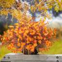 12 Bundles Artificial Fall Flowers for Outdoors Fake Plants UV Resistant Plastic Plants Shrubs Bushes for Home Fall Front Door Porch Garden Autumn Decor (Fall Red)