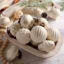 12 Pcs Textured Christmas Ornaments 2.36'' Neutral Home Decor with Hanging Loop Brown Vintage Large Christmas Ornaments Modern Shatterproof Tree Decor for Farmhouse Xmas Tree (Ivory) (Retro White)