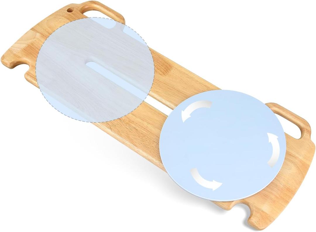 360-Degree Turntable Transfer Board, Sliding Board for Smooth, Pain-Free Transfers from Wheelchair to Bed, Toilet, Car, with Non-Slip Pads, for Seniors, Disabled, Patients (31.5" x 12" x 0.8")