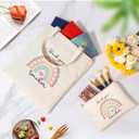 AYGE Canvas Tote Bags & Cosmetic Bag, Christmas Gifts for Women, Travel Beach Bag Reusable Grocery Shopping Bag Makeup Bag