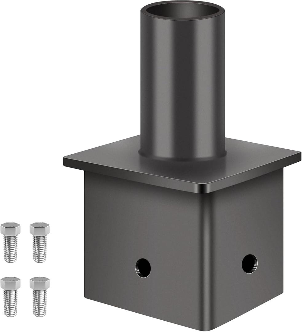 LEDMO Tenon Adapter for 4" Square Pole, 2-3/8" O.D. Vertical Tenon Mounting Bracket, Slip Fitter Mount Accessories Steel Heavy Duty for Street Area Lighting, Shoebox Street Lighting