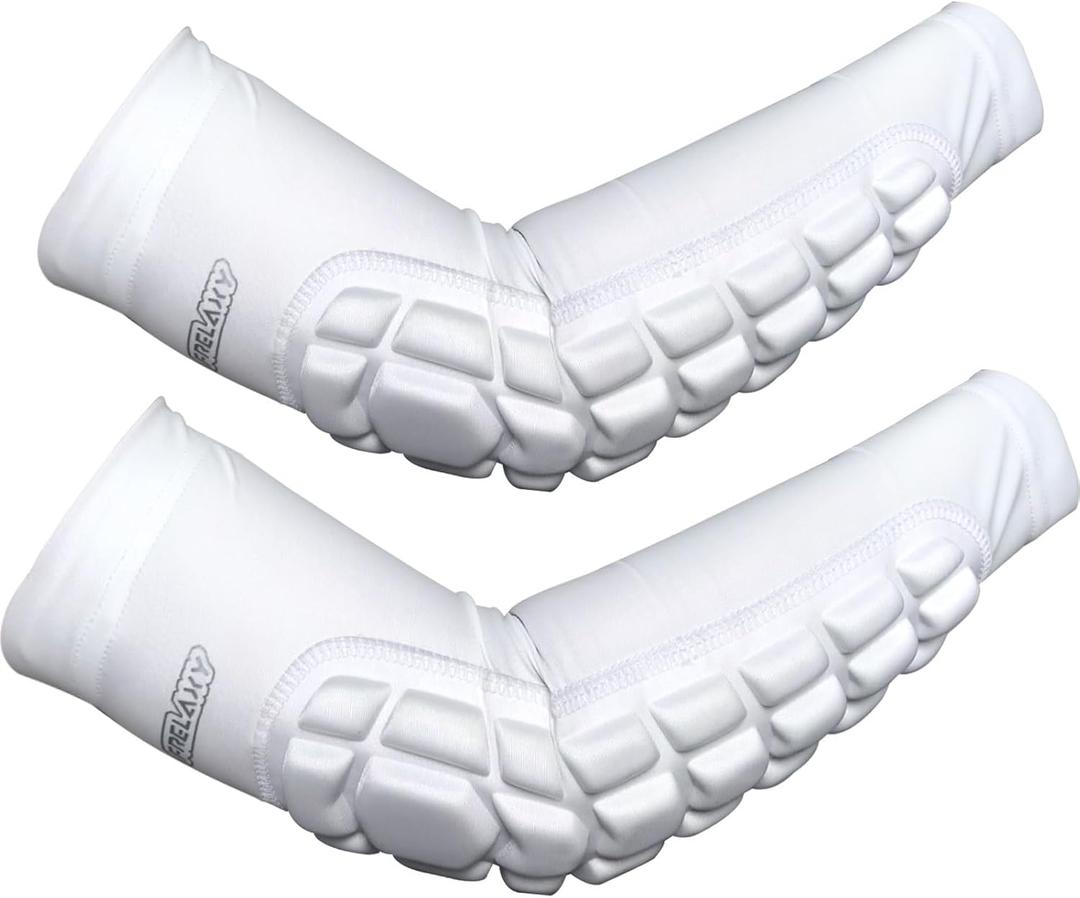 Frelaxy Padded Elbow Forearm Sleeves 2 Pack Compression Crashproof Arm Pads for Football Basketball Volleyball Soccer Small