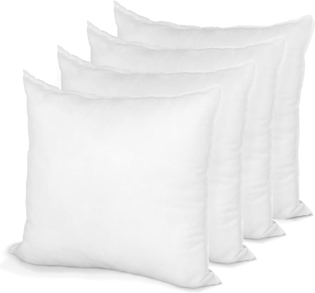 Hometex Throw Pillow Insert 16" x 16" Polyester Filled Standard Cover (4 Pack)