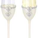 Wedding Champagne Flutes Set of 2, 7oz Toasting Flutes with Crystal Rhinestone, Champagne Glasses for Mr & Mrs, Bride & Groom Wedding Gifts for Engagement, Bridal Shower, Anniversary, Party, Banquets