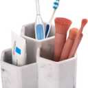 Toothbrush Holder for Bathrooms Toothpaste Holder Stand Bathroom Organizer for Toothbrush Makeup Brushes Holder (1 Pack, Marble5)