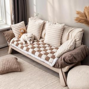 Dog Couch Cover Protector, Couch Covers for Sofa, Velvet Soft, Non Slip, Washable (Brown, 27.6 * 59.1inch)