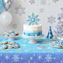 6 PCS Snowflake Tablecloth 54 x 108 " Winter Wonderland Decorations Christmas Snowflake Table Cloth Purple Blue Plastic Disposable Tablecloths Frozen Table Cover for Xmas Birthday Holiday Party Decor
