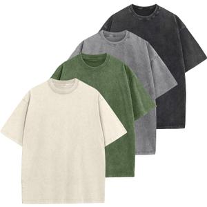Men's Oversized Cotton T-Shirts Loose Fit Vintage Washed Tee Unisex Short Sleeve Casual Shirts Tops, Large