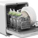 Silonn Portable Countertop Dishwasher, Mini Dishwasher with 5L Water Tank for Apartments/RVs No Hookup Needed, Dish washer with 7 Wash Programs 4 Place Settings 360 Triple Spray System & Auto Air Dry (White)
