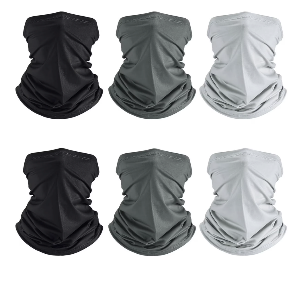 6 Pack Neck Gaiter Bandana Face Mask Cover Headband Balaclava Scarf Windproof