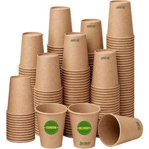 120 Pack 12 oz Disposable Paper Cups, Brown Coffee Cups Unbleached Kraft Paper, Sturdy Leak Resistant Hot/Cold Disposable Cups for Party Home Office