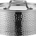 Vivicreate Tri-Ply Stainless Steel Stockpot  Deep Cooking Pot with Hammered Exterior, Compatible with All Stovetops, Even Heat Distribution, Durable Cookware for Soups, Stews, and More(5QT)