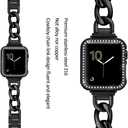 Dilando Cool Chain Metal Link Bands Black Compatible with Apple Watch 38mm 40mm 42mm 44mm Women with Bling Case, Stainless Steel Band with Bling Case for Iwatch SE Series 8 7 6 5 4 3 2 1(Black, 38mm)
