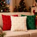 3-Pack Christmas Tree Pillow Covers 18x18 Inch - Xmas Throw Pillow Cover Decorations - Soft Plush Cushion Case for Christmas Sofa Couch Bed Room Decoration - Winter Holiday Home Decor