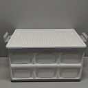 Collapsible Storage Bins with Lids 30L, Folding Plastic Stackable Utility Crates 2-Pack, Durable Containers for Home & Garage Organization - Oyster White