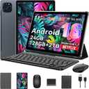 Tablet 2026 World's First Android 16 Tablet with Gemini AI, 11 Inch FHD Display, 24GB RAM 128GB ROM /2TB TF, T7250 CPU+13MP Camera, 8000mAh, Widevine L1, 2 in 1 Tablets with Keyboard Mouse Stylus (Gray)