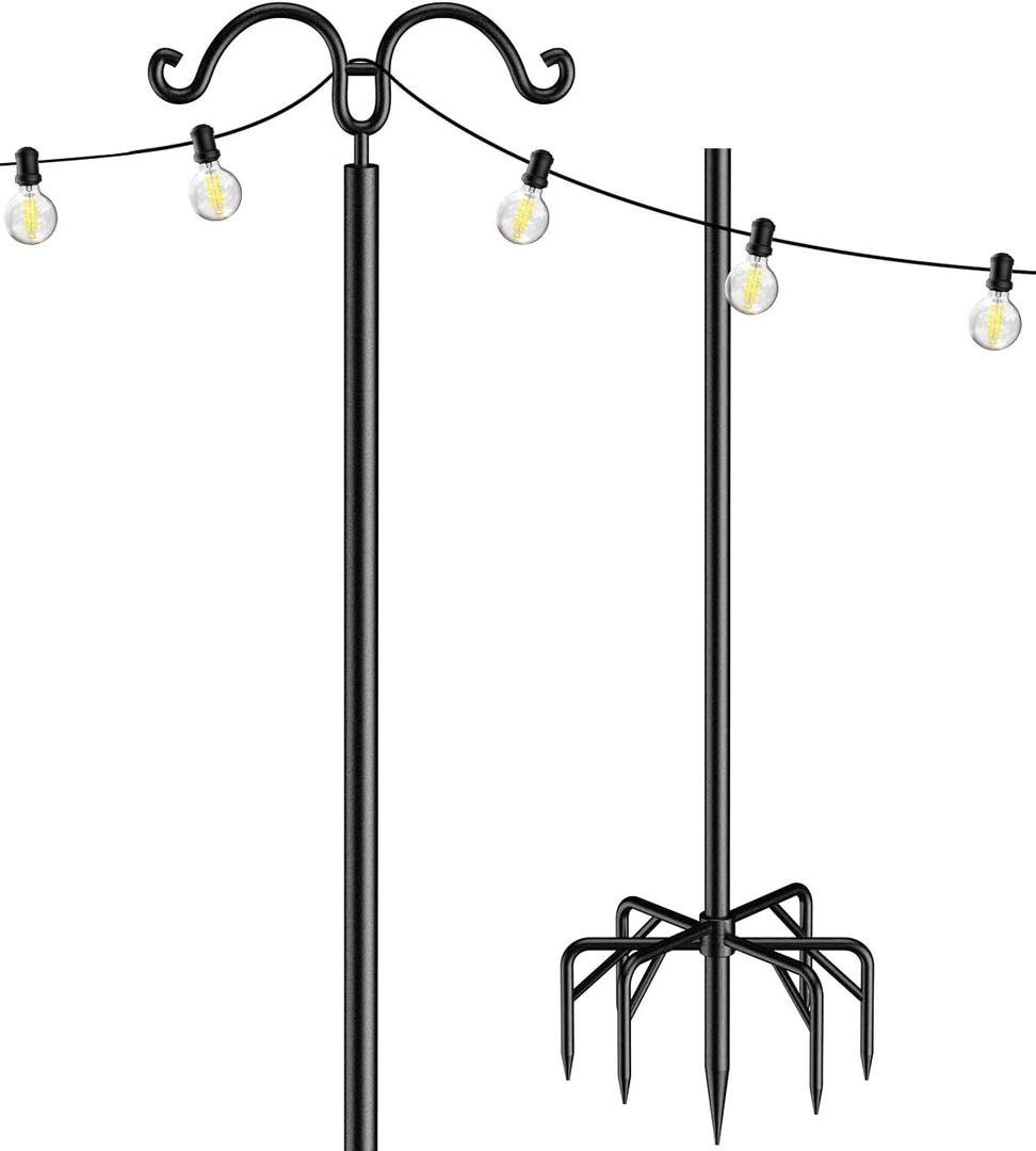Flanagan String Light Poles for Outside, Outdoor Light Pole for Hanging String Light, 108 Inch Adjustable Patio Lighting Stand for Garden Fence Party Wedding (1-Pack)