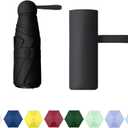 TIME LOVER Compact Travel Umbrella - Portable Mini Folding Umbrella with UV Protection for Rain, Girls and Women (Black)