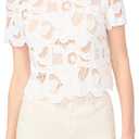 Vince Camuto Women's Crochet Short Sleeve Top, Medium