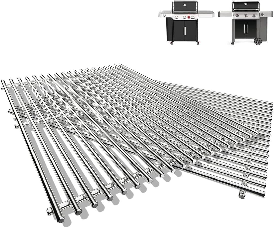 SUS304 66095 Grill Grates for Weber Genesis II 300 & GS4 Genesis II LX 300 Series Gas Grills, Genesis II E&S 310 315 320 325 335, Grill Parts for Weber Genesis II 66095 Grates, 304 Stainless Steel