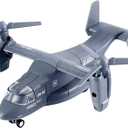 Diecast Metal Military Transport Helicopter Plane - 1:400 Scale Alloy Model Twin-Engine Rotor Aircraft Toy, Tiltrotor Transporter Airplane with Pullback Action, Lights and Sound