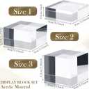 Geelin 3 Pcs Acrylic Risers Stand Display Block Decor Riser 3 Size Decor Clear Polished Cube Solid Pedestal Stand for Jewelry Perfume Photography Collection Food Doll Wedding High Density (Square)