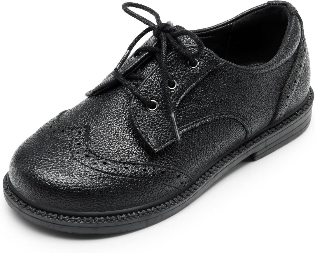 DREAM PAIRS Boys Girls Dress Shoes Kids School Uniform Formal Casual Oxfords for Toddler Little Kid (Black), Size 8