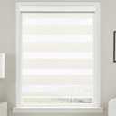 Allbright Cordless Free Stop Zebra Window Blinds 35" W64" H, Dual Layer Roller Shade Room Darkening Sheer Shades, Light Filtering Window Shades, Easy to Install Beige (35"W x 64"H, Cream | Cordless)