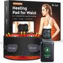 Cordless Heating Pad with Massager, 10000mAh Power Bank & Detachable Belt for Lower Back and Abdomen, 5 Heat & 3 Vibration with 30-Min Auto Off, Portable Hands-Free Heat Pad Gift for Mom, Dad (Black)