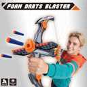 Toy Bow and Arrow for Nerf Gun Bullets, 12-Dart Clip Shot Foam Bullet Toy Archery Set with 36 Foam Darts 1 Goggle and Target, Birthday Gifts Party Game (Grey)