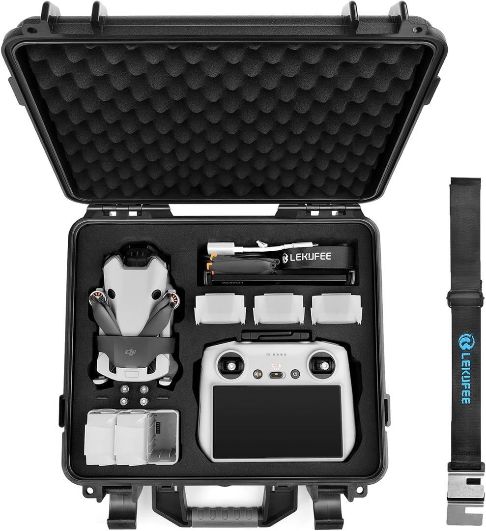 Lekufee Waterproof Hard Carrying Case for DJI Mini 4 Pro/4/3 Pro/Mini 3,Fly More Combo,DJI RC 2/RC,RC N3/2/1 Remote Controller and Accessories(Case Only)