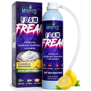 Foam Freak Foaming Garbage Disposal Cleaner & Deodorizer | Probiotic Enzymatic Formula | Lemon Scent | 24-Inch Hose | 1-Year Supply | Foam Drain Cleaner for Kitchen Sink