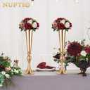 Nuptio Artificial Flower Centrepieces for Tables - 6 Pcs Burgundy & Dusty Rose & Creamy White Fake Flowers Roses Balls 9.5in Diam - Silk Faux Rose Arrangement for Wedding Party Centerpiece Table Decor