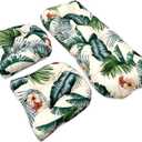 Wicker Chair Cushions, 3 Pieces Indoor Outdoor All Weather Waterproof Tufted Wicker Chair Cushions, 1 Loveseat and 2 U-Shape Cushions for Patio Furniture,Hawaiian Flower