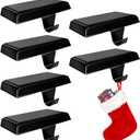 Christmas Weighted Stocking Holders For Mantle Set of 6,Mantle Stocking Hangers,Heavy Duty Christmas Stockings Holders Christmas Ornaments for Counter Tables Window Fireplace Mantle Decoration (Black)