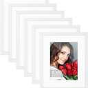 LBECUA 8x10 Picture Frame Set of 6, Display Pictures 8x10 without Mat or 5x7 with Mat, Horizontal and Vertical for Wall and Tabletop, White