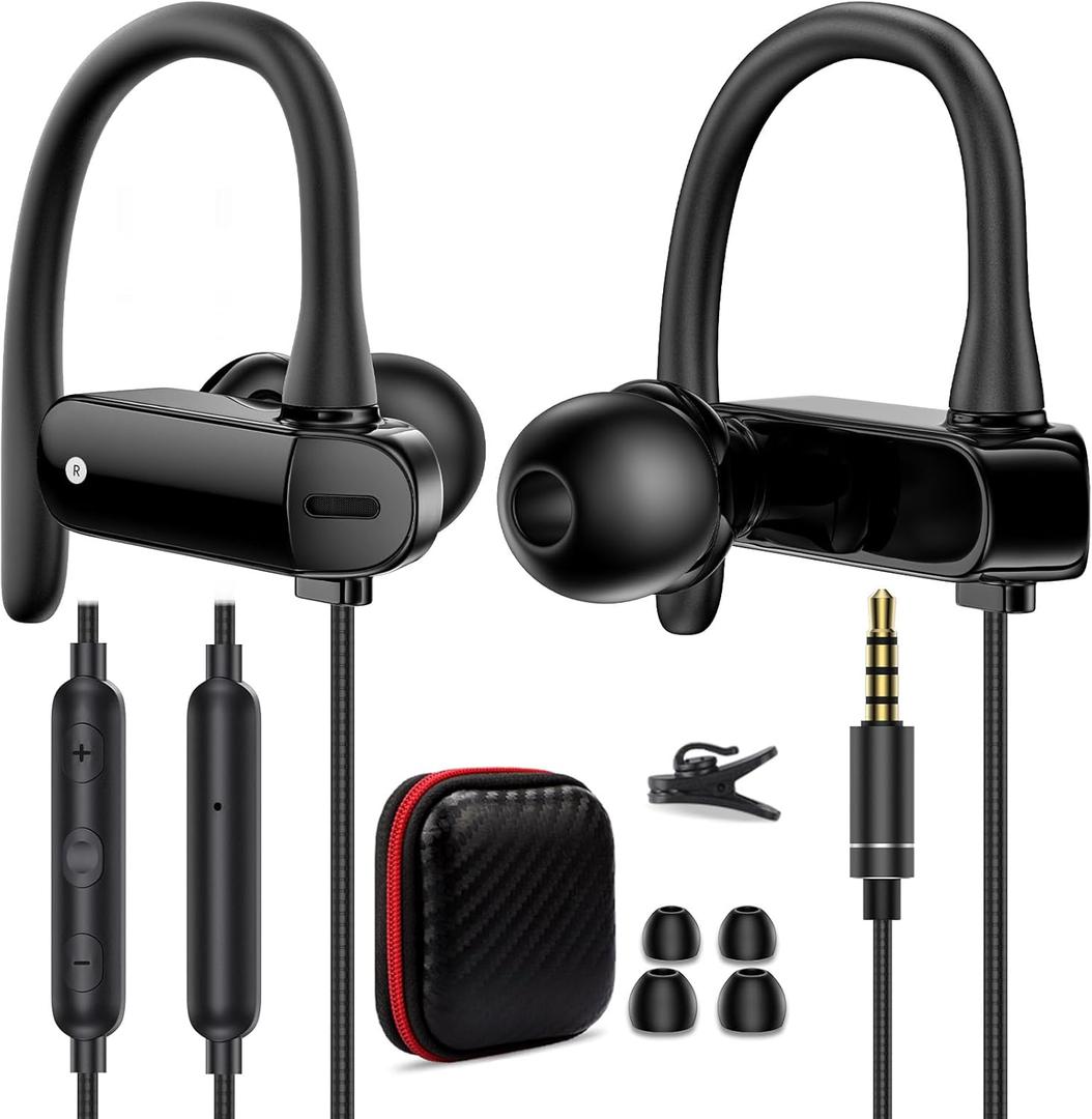 3.5mm Headphone Over-Ear Hook Wired Earbuds for Moto G Power Pure Play/Chromebook Laptop Back to School Supply PC Headset Noise Canceling in-Ear Jack Earphone for iPad/Samsung A15 A14 A13 A12 A42 A03s