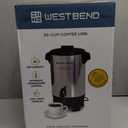 West Bend Coffee Urn Highly-Polished Aluminum Features Automatic Temperature Control with Cup Per Minute Brewing and Easy Clean Up Includes In-Basket Measuring Guide and Ready Light, 30-Cup, Silver