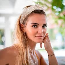 Knotted Headbands for Girls Non Slip Girl Pearl Headband Wide Top Knot Head Bands Mommy and Me Fashion Hairband Womens Turban Hair Accessories 2 Pack