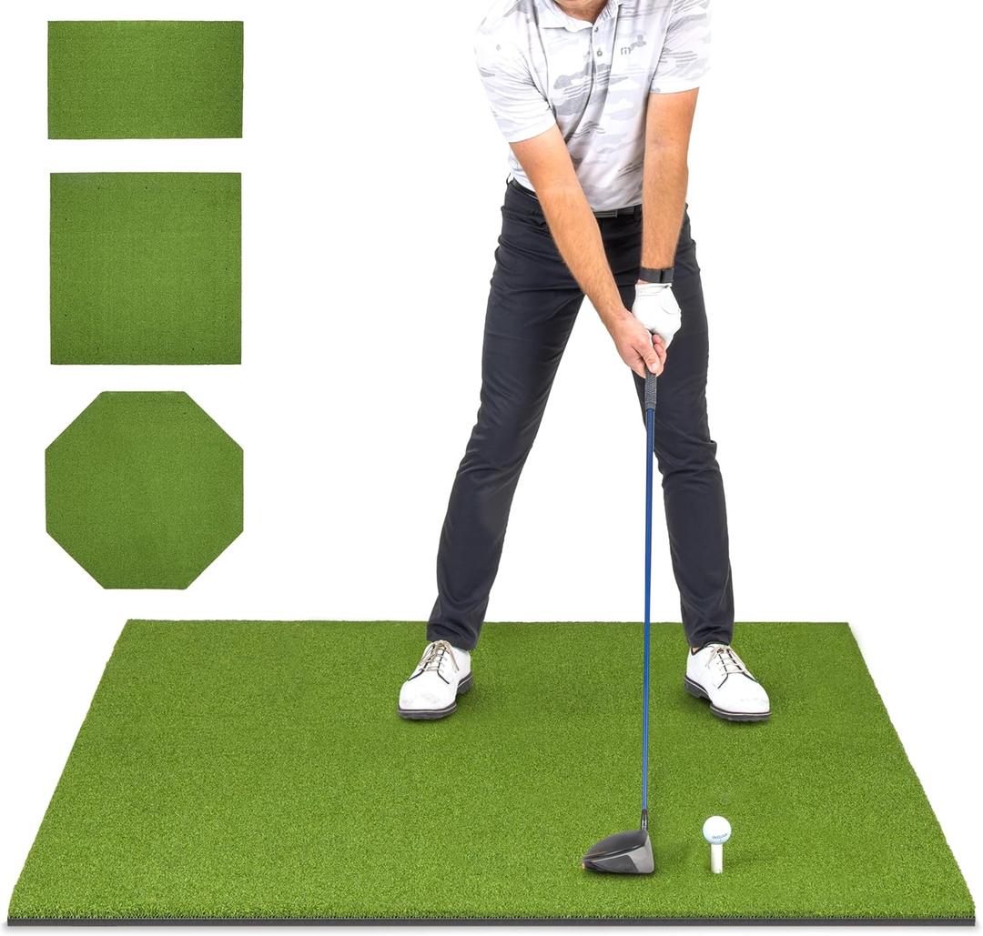 GoSports Elite Golf Hitting Mat for Indoor and Outdoor Practice - Withstands About 150,000 Shots - Heavy-Duty Turf Driving Range Mats Works with Golf Simulators - Includes 3 tees - Choose Your Size