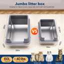 Stainless Steel Litter Box , 28"L*20"W*12"H XXL Extra Large Litter Boxes with lid ,Metal Litter Box with Hight Sides for Big Cats& Multiple Cats,Never Absorbs Odors, Anti-Urine Leakage, Easy Cleaning