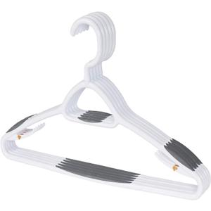 Set of 5 Deluxe Non Slip Hangers by Neatfreak! - Space Saving Hangers for Clothes, Pants, Jackets and Shirt 5 Pack,White/Grey