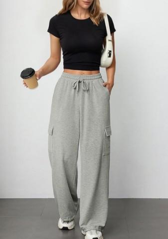 ANRABESS Wide Leg Sweatpants for Women Cargo Pants High Waisted Sweat Pants Baggy Joggers Casual Long Pants with Pockets SIZE S