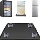 Mini Fridge Square Silicone Mat with 0.6" Raised Edges, 20" Mini Fridge Drip Tray With 4 Base Raisers, Mini Refrigerator Carpets Floor Protector (Small Black)